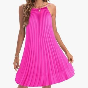 Vibrant Pink Pleated Dress